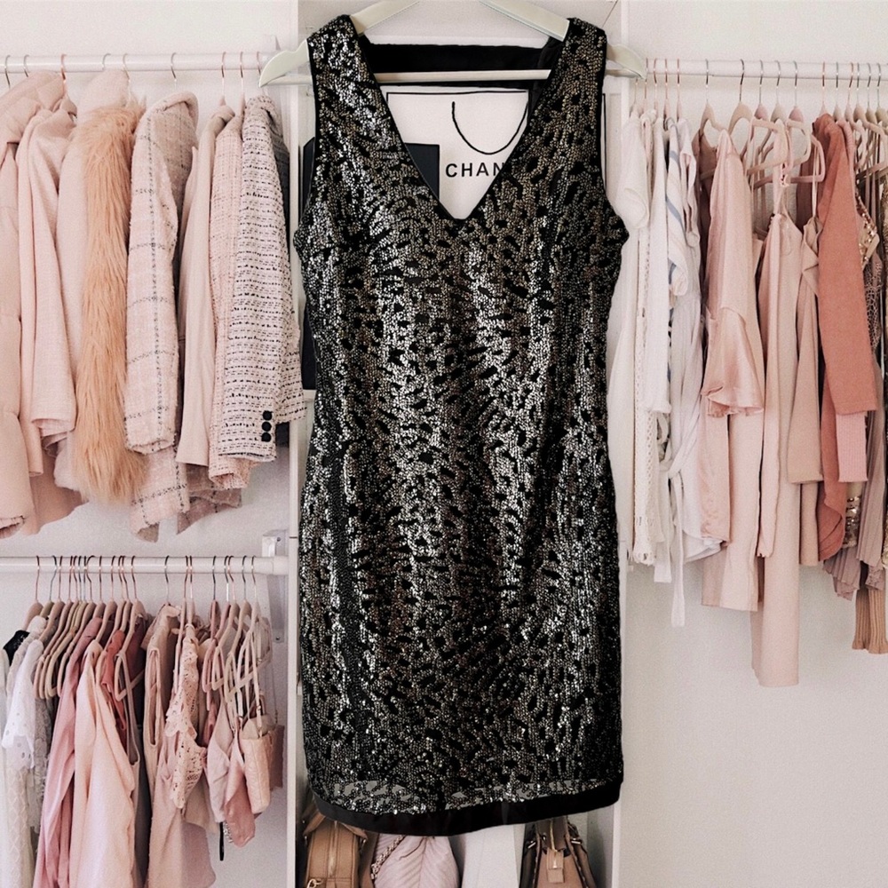1. State Designer Black Sequin Cut Out Back NWOT